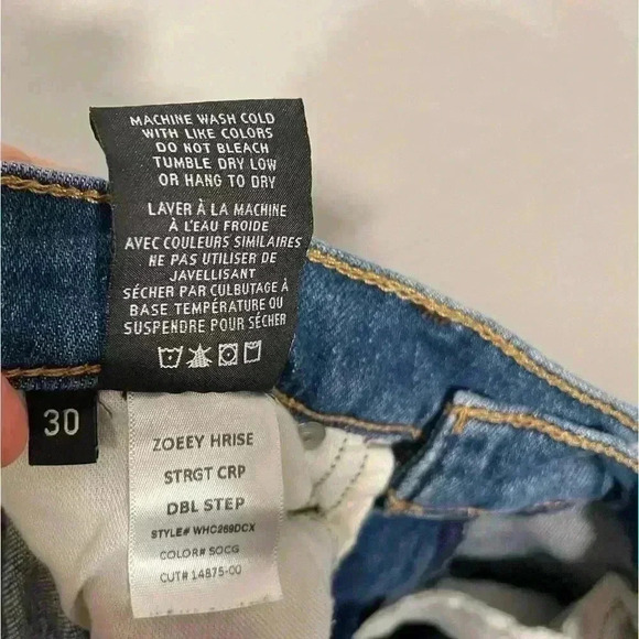 Hudson Distressed High Rise Zoeey Straight Crop Blue Jeans Womens Size 30 - Picture 7 of 8